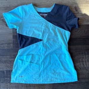 Greys Anatomy: blue and grey scrub top